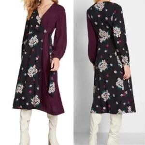 Emily and Fin Colorblock Floral Maxi Dress Long Sleeve Midi XXL